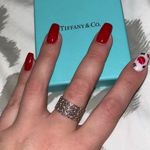 Size 8 Tiffany stacked heart ring